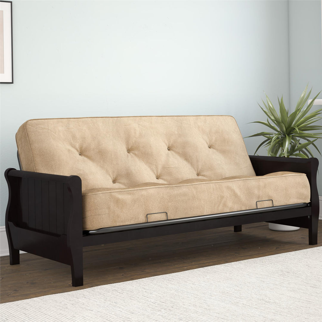 8 Inch Independently Encased Coil Futon Mattress with Linen Upholstery - Oatmeal
