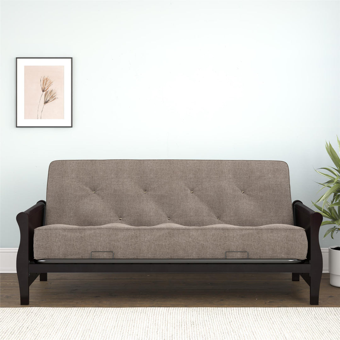 8 Inch Independently Encased Coil Futon Mattress with Linen Upholstery - Gray