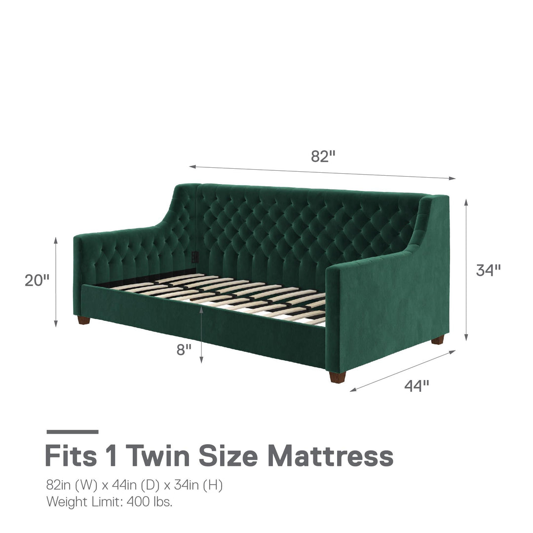 Stylish Jordyn Upholstered Daybed -  Green  -  Twin