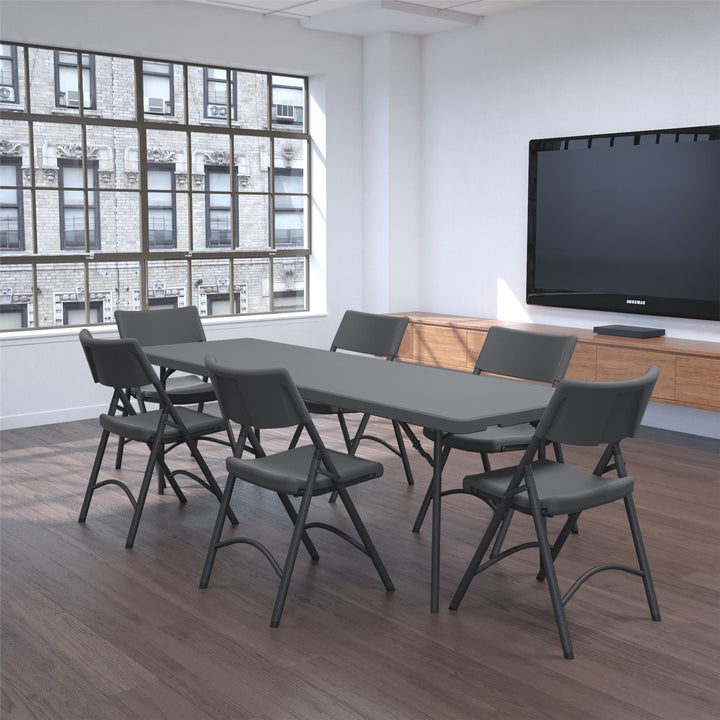 8 foot Commercial Blow Mold Folding Table - Gray - 1-Pack