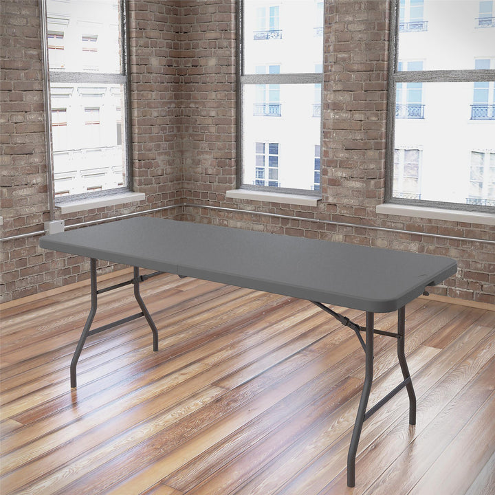 6 foot commercial fold-in-half table -  Gray 