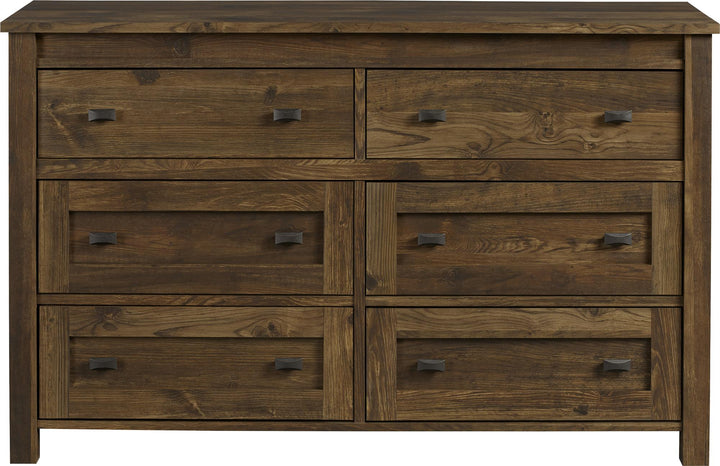 Farmington 6 Drawer Rustic Farmhouse Dresser with Linen Interiors - Rustic