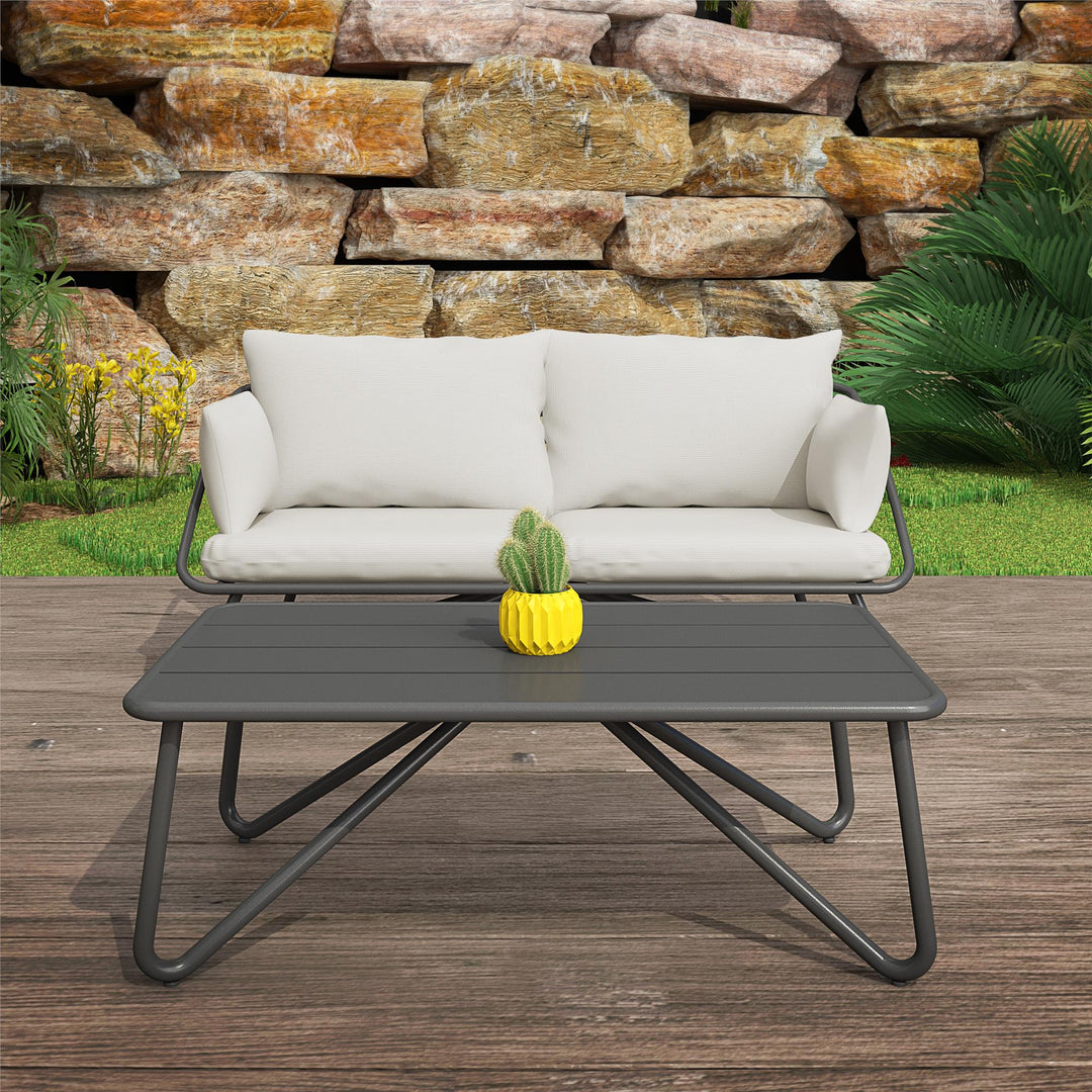 Outdoor Loveseat and Coffee Table - Charcoal