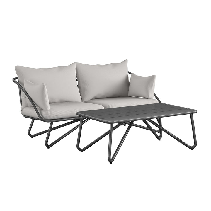 Teddi Outdoor Loveseat and Coffee Table - Charcoal