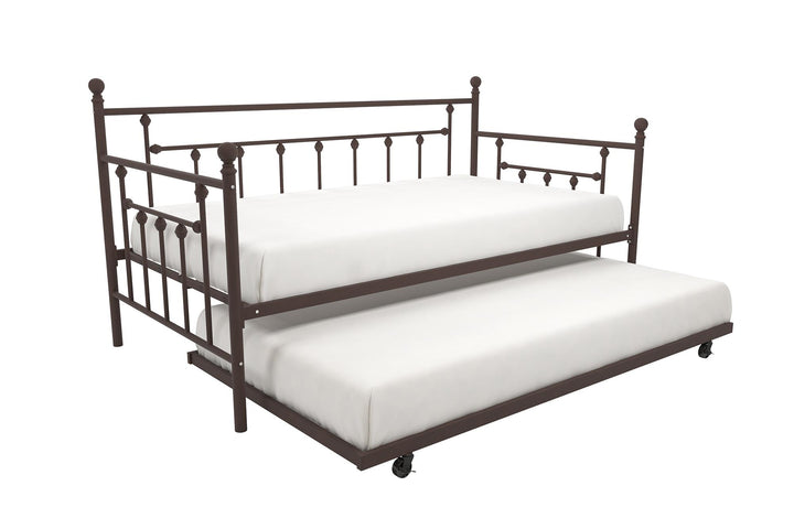 Manila Metal Daybed and Trundle Set with Sturdy Metal Frame and Slats - Bronze - Twin