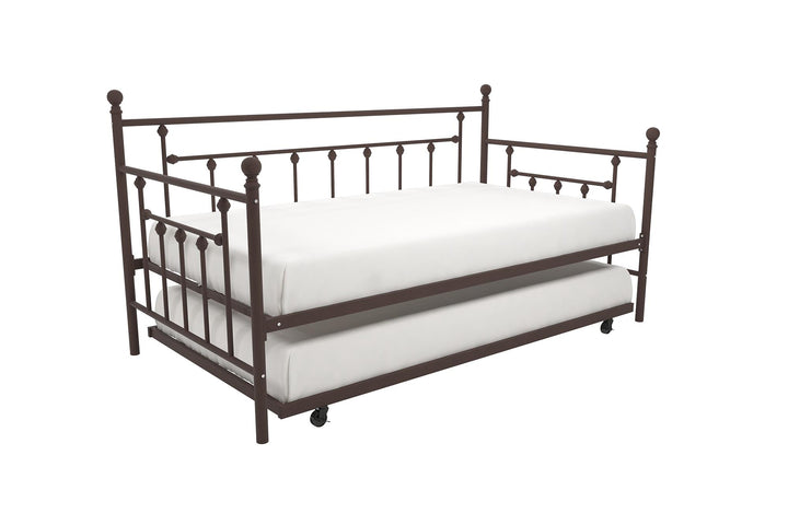 Manila Metal Daybed and Trundle Set with Sturdy Metal Frame and Slats - Bronze - Twin