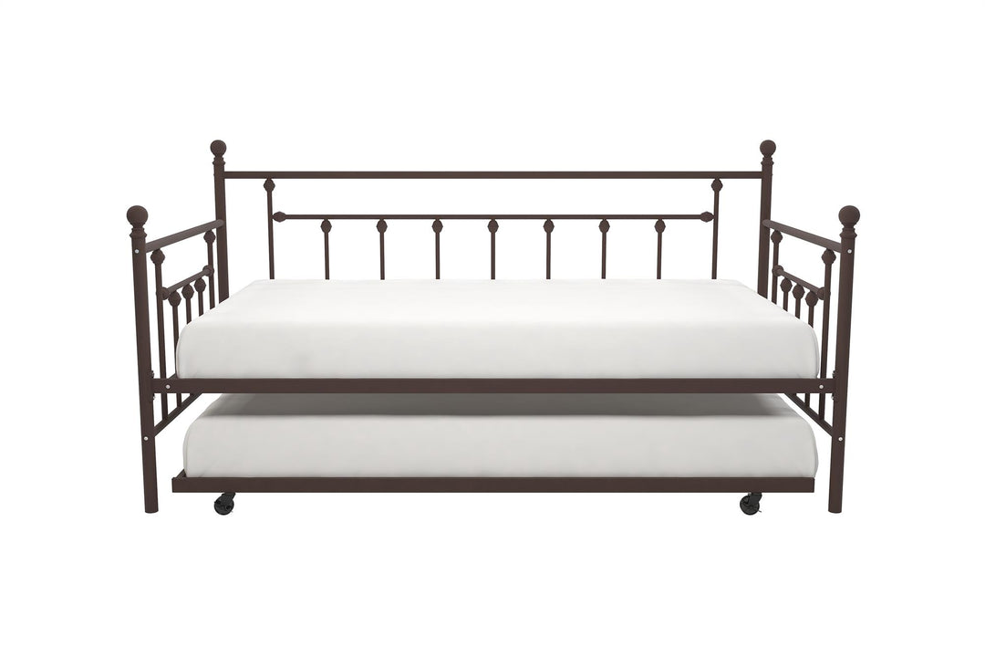 Manila Metal Daybed and Trundle Set with Sturdy Metal Frame and Slats - Bronze - Twin