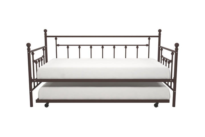 Manila Metal Daybed and Trundle Set with Sturdy Metal Frame and Slats - Bronze - Twin