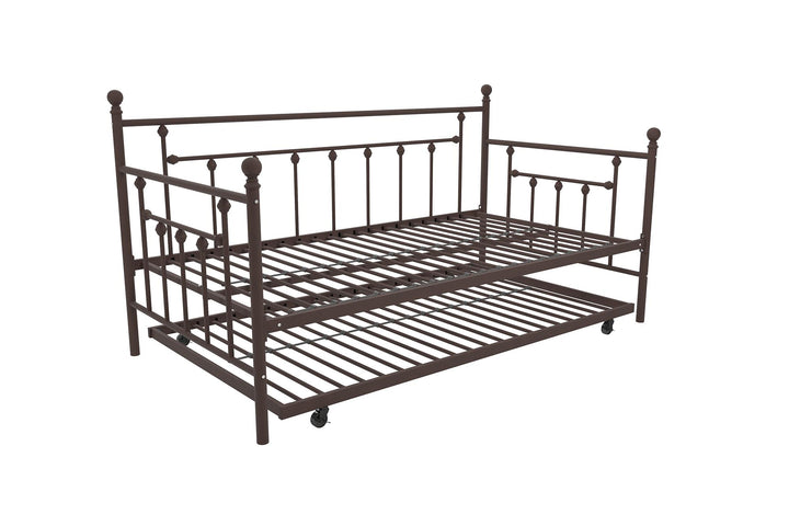 Manila Metal Daybed and Trundle Set with Sturdy Metal Frame and Slats - Bronze - Twin