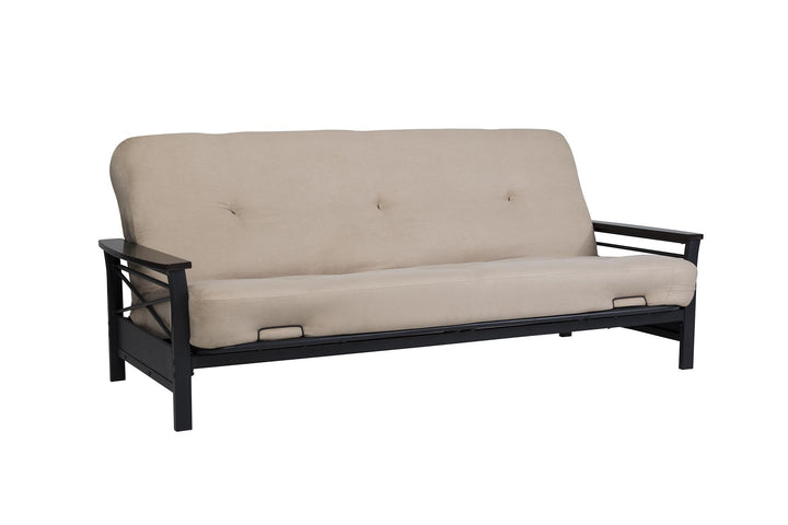 futon frame with wood armrest - Black - Full