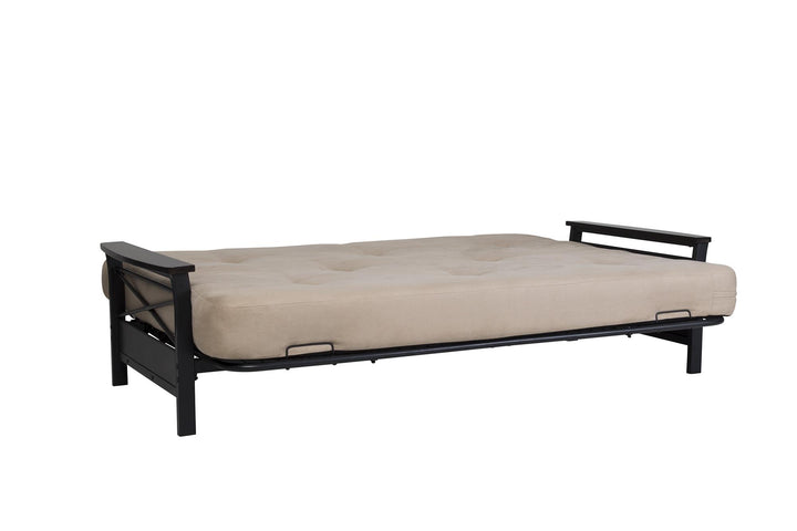 futon couch with armrest - Black - Full