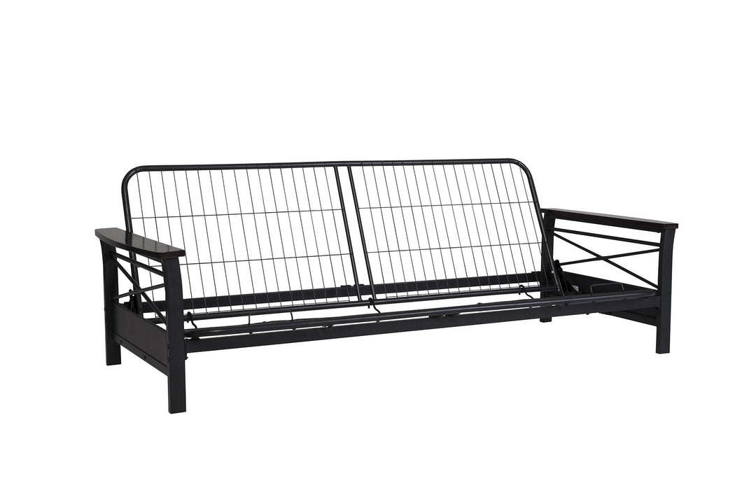 futon with wood armrest - Black - Full