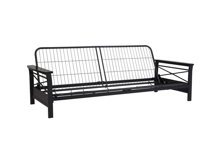 futon with wood armrest - Black - Full