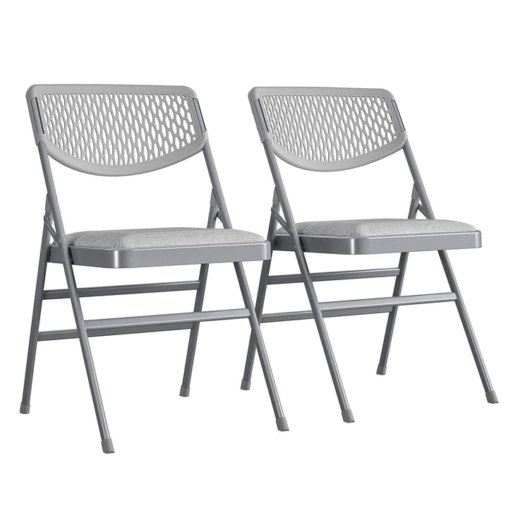 Premium Fabric Padded Folding Chair Set -  Black - 4 PacK