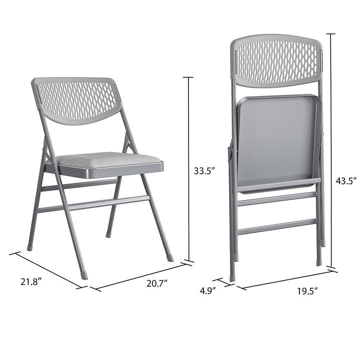 Ultra-Comfort Commercial Folding Chair Set with Padded Seats -  Gray - Set of 2