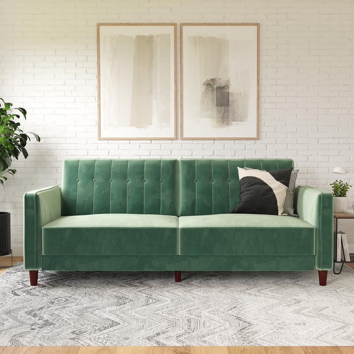 Futon with Button Tufting -  Light Green