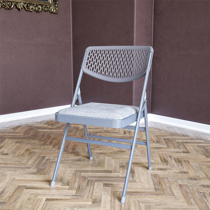 Ultra-Comfort Commercial Padded Folding Chair Set -  Gray - Set of 2
