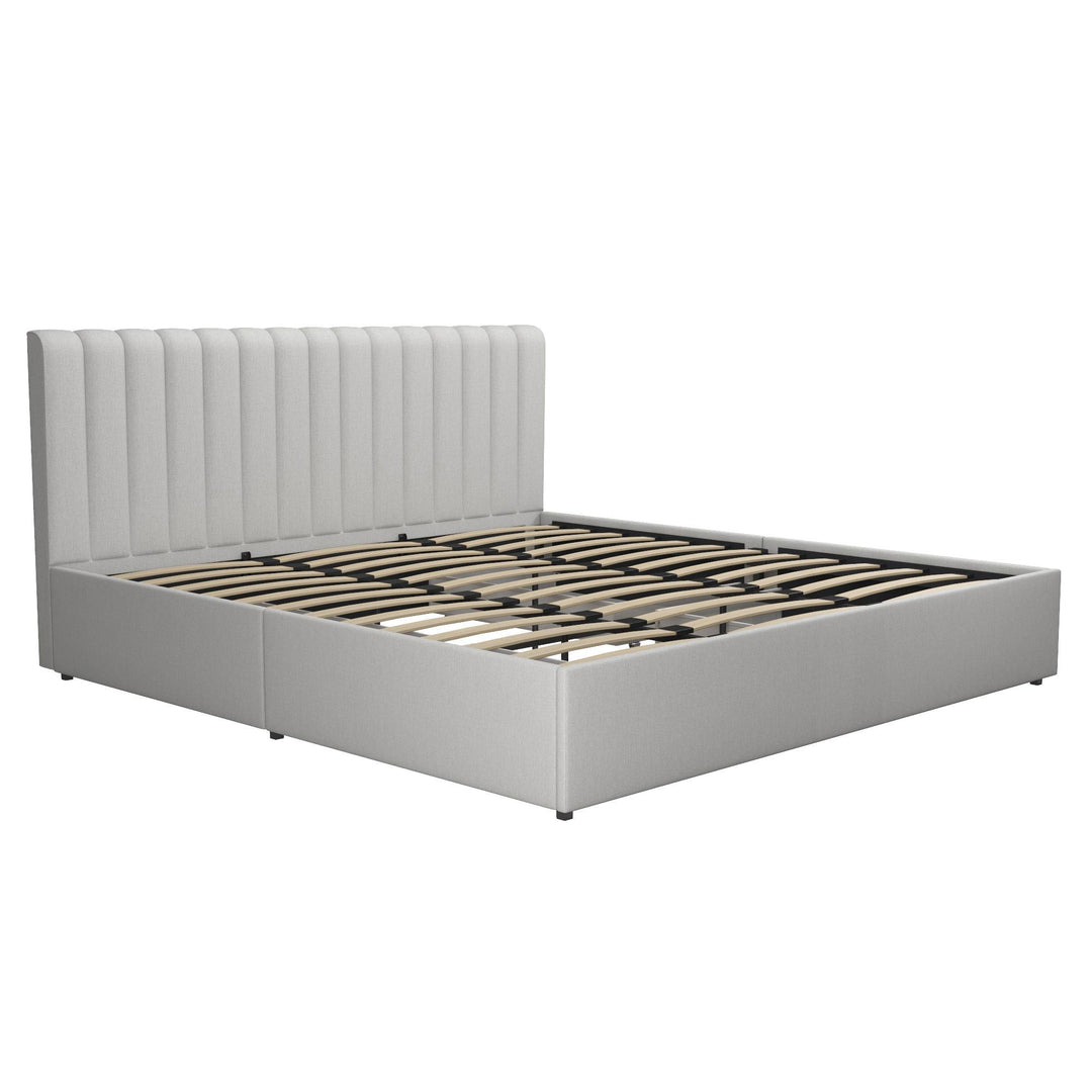 Storage bed with upholstered headboard -  Light Gray 