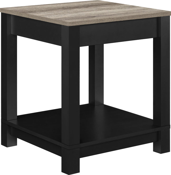 Carver End Table with Bottom Magazine Storage Shelf  -  Black