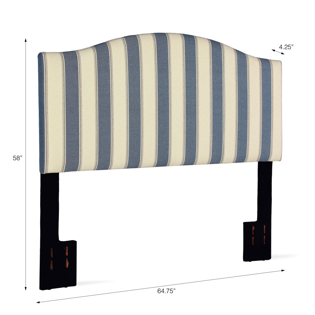 Sutton Adjustable Upholstered Camelback Striped Headboard - Blue Stripe - N/A