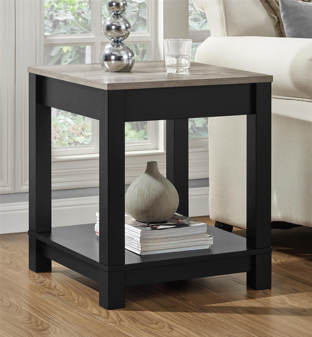 Carver End Table with Magazine Storage -  Black