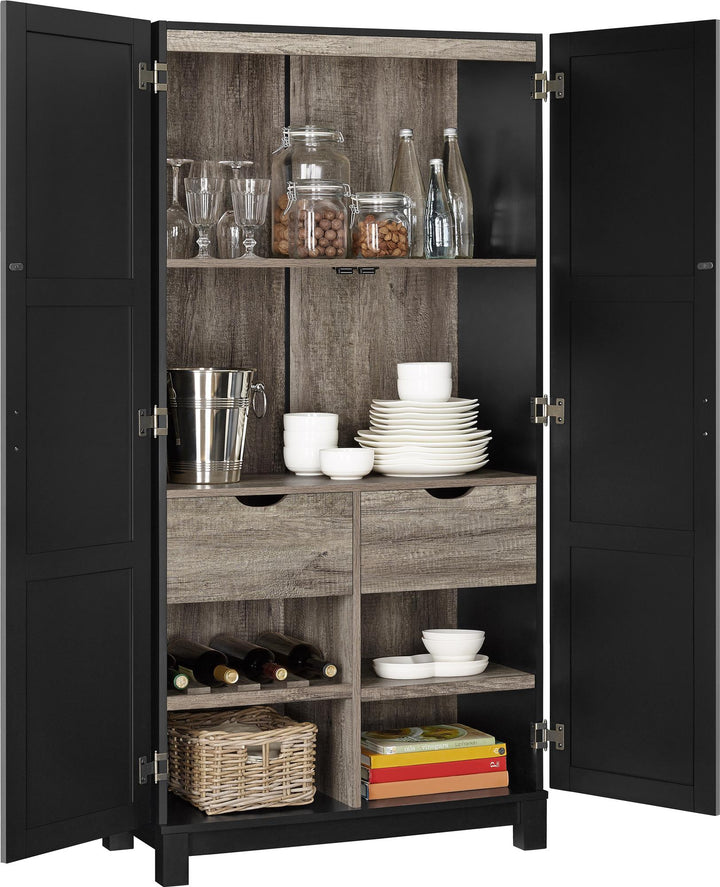 64" Carver cabinet for versatile storage needs -  Black