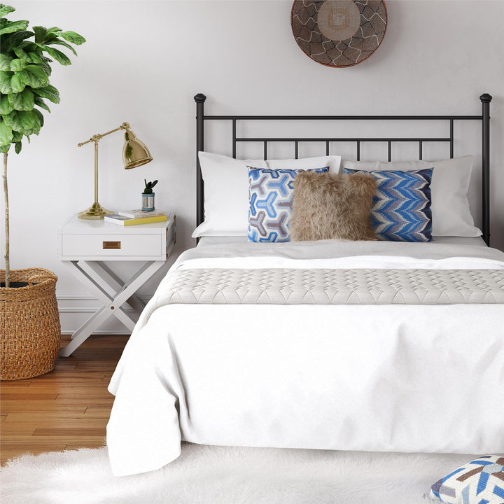 Sturdy Metal Headboard for Bed -  Black