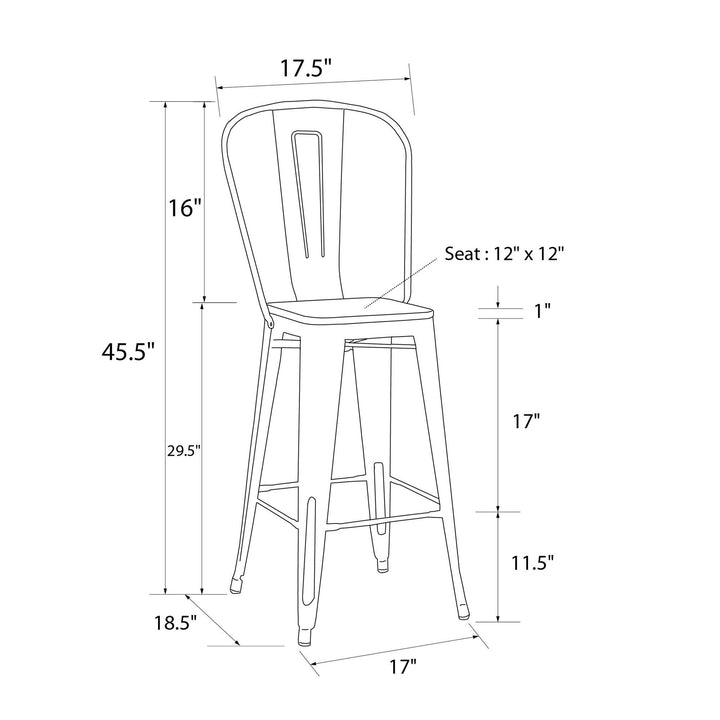 Wood seat high metal barstool -  Copper