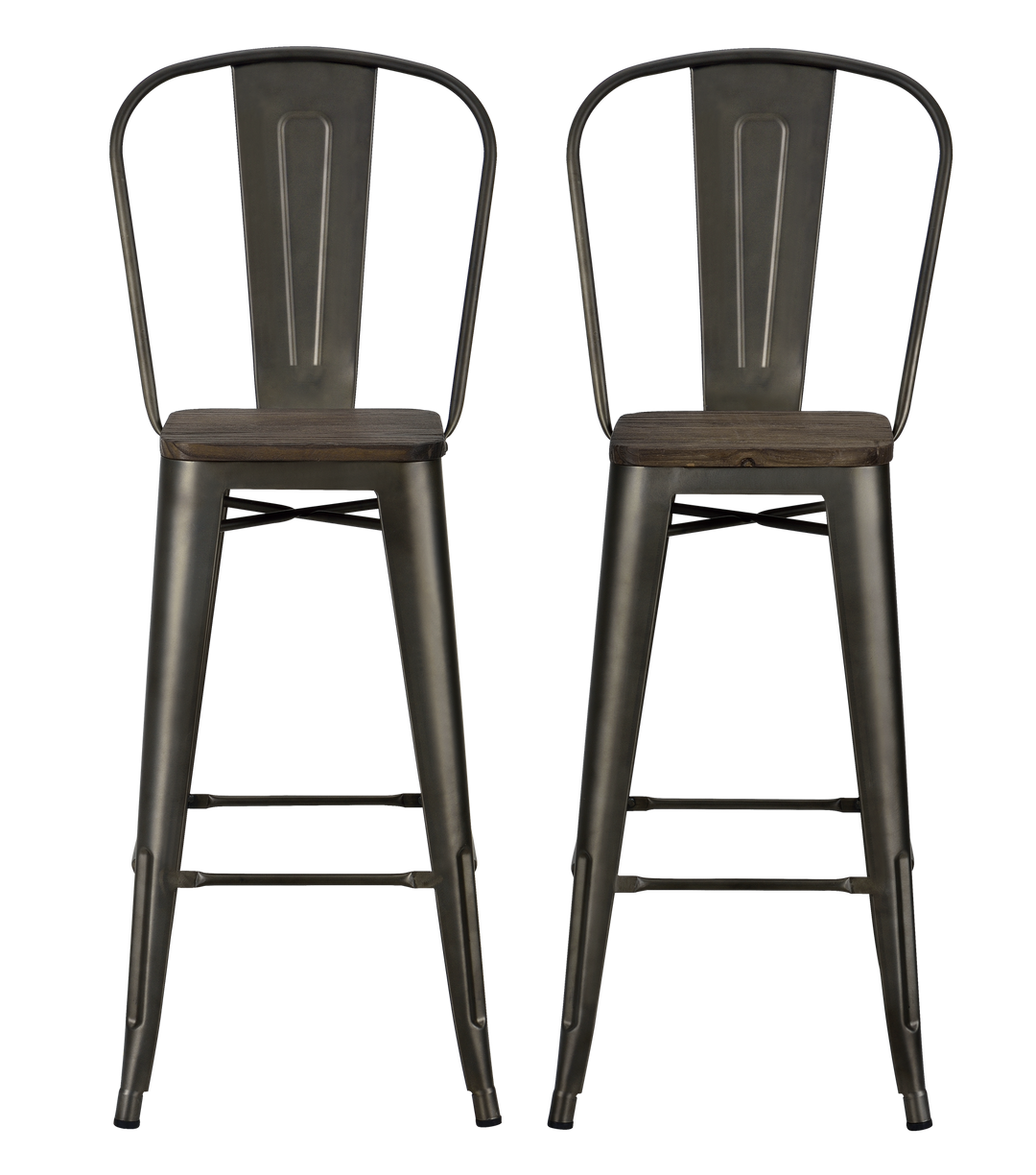 Kitchen barstool set with wooden seat -  Copper