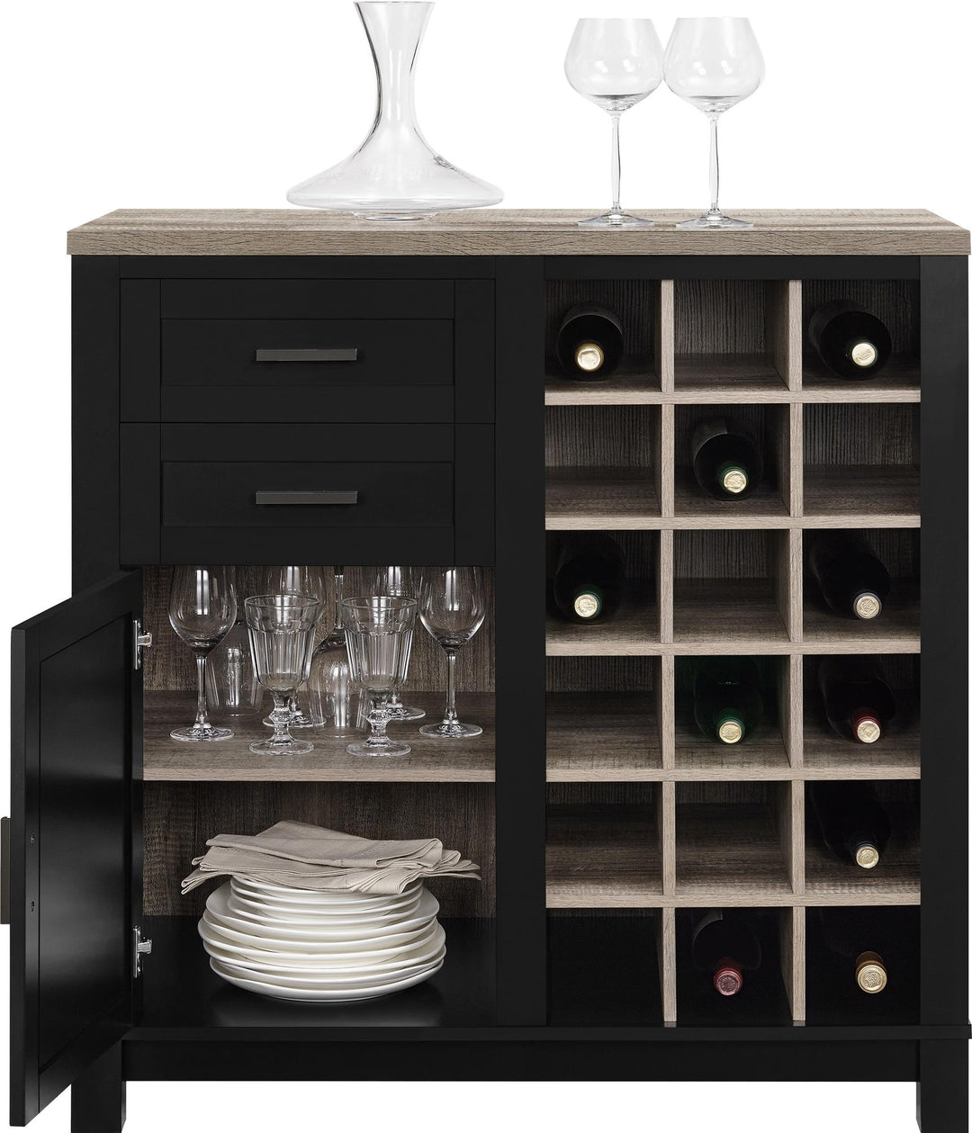 Carver spacious bar cabinet -  Black