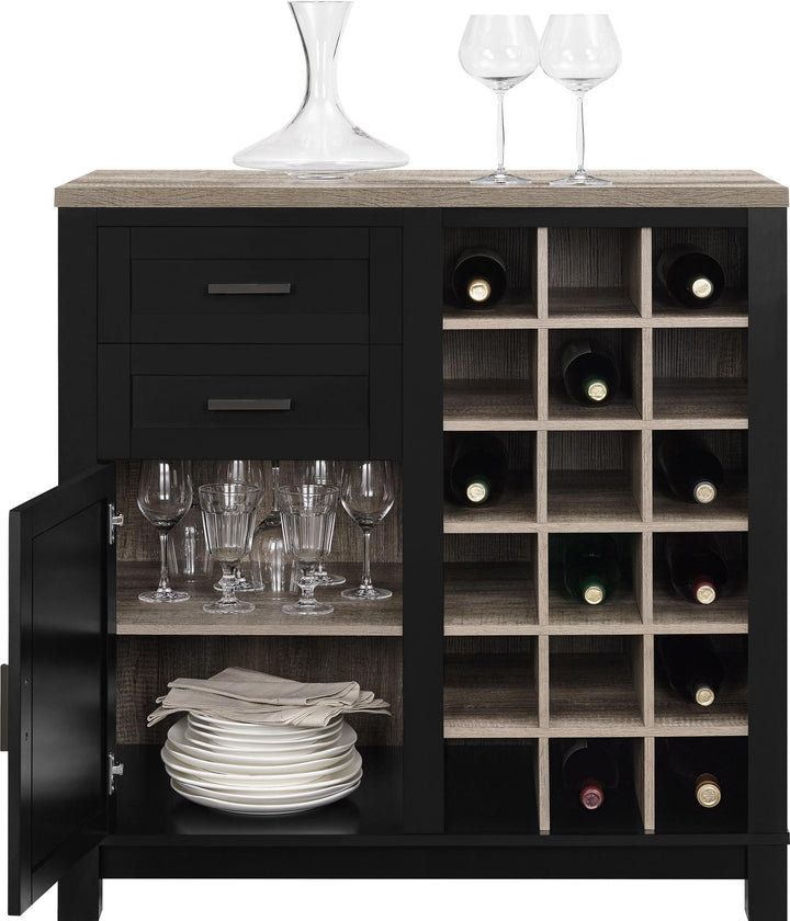 Carver spacious bar cabinet -  Black