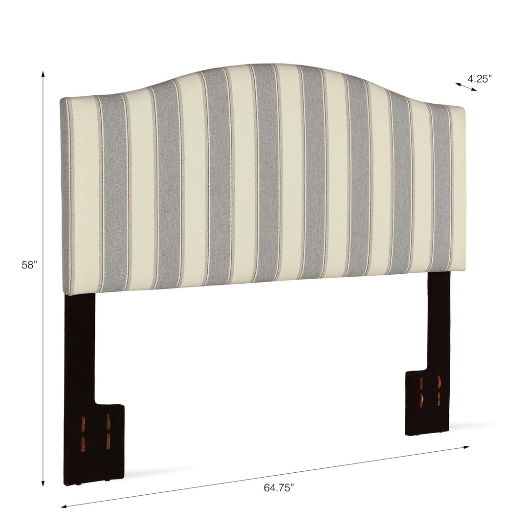 Sutton Adjustable Upholstered Camelback Striped Headboard - Gray Stripe - N/A