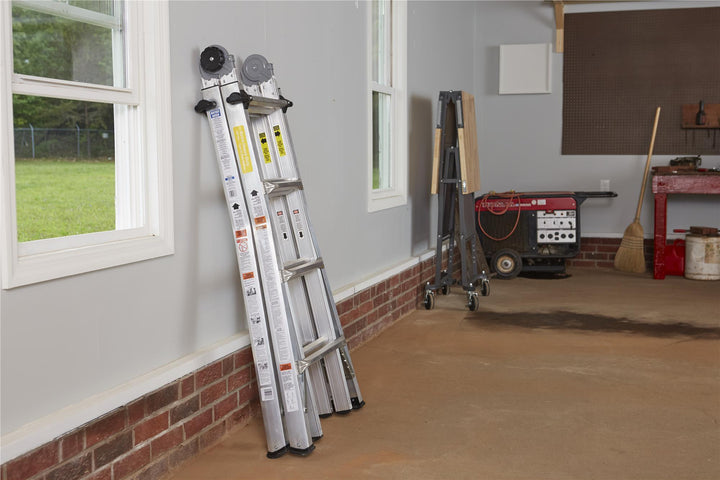18 foot Max Reach Aluminum Telescoping Multi-Position Ladder - Silver - 18ft