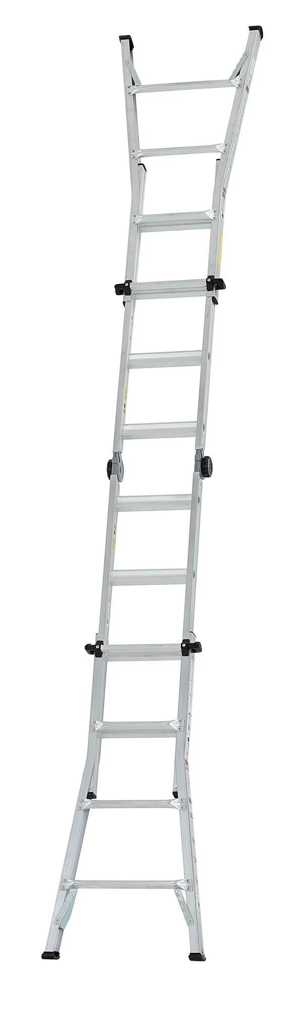 18 foot Max Reach Aluminum Telescoping Multi-Position Ladder - Silver - 18ft