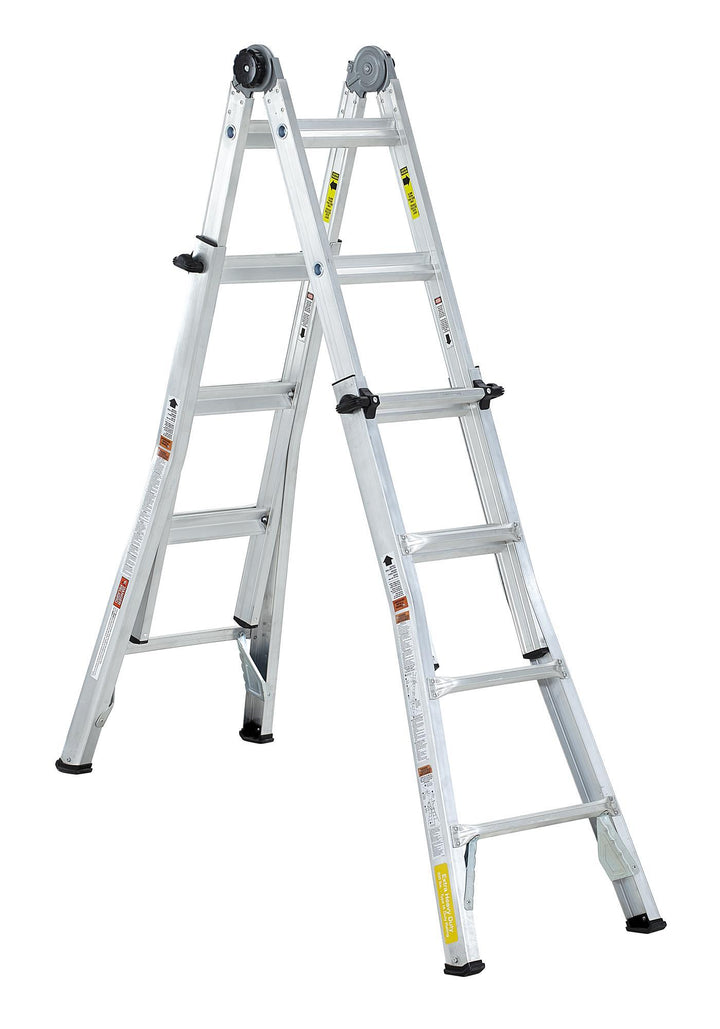 18 foot Max Reach Aluminum Telescoping Multi-Position Ladder - Silver - 18ft