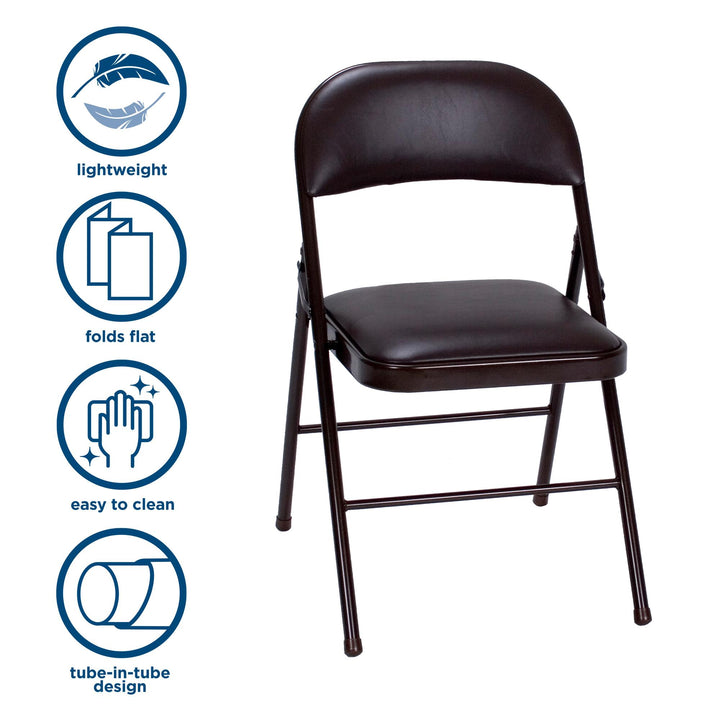 Set of 2 Premium Folding Chairs -  Black 