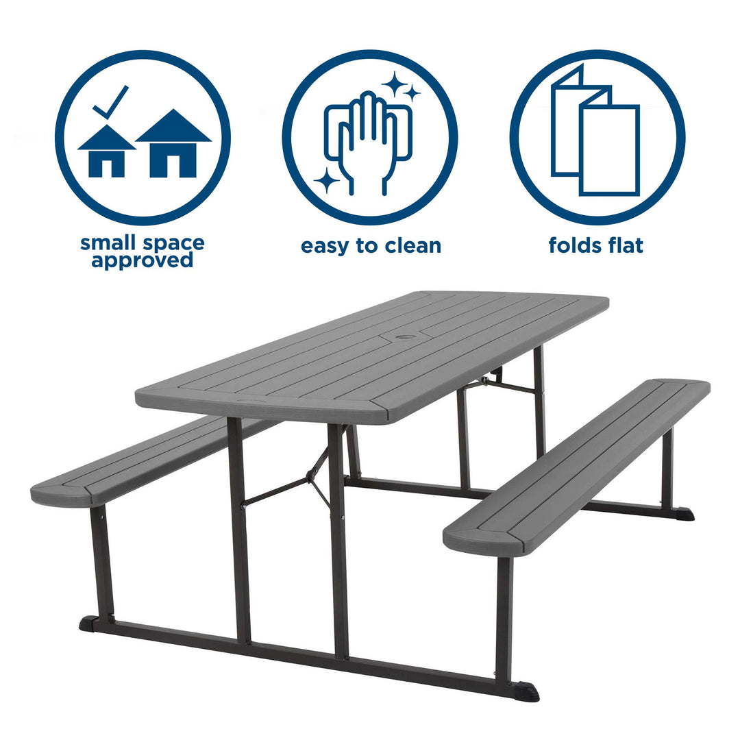 6 ft folding weatherproof bench - Dark Gray