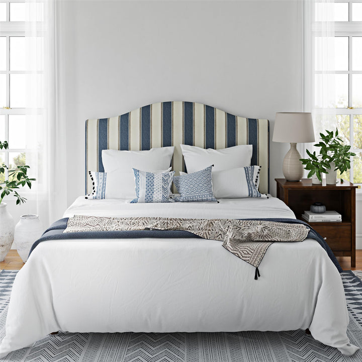 Sutton Camelback Striped Headboard - Blue Stripe - N/A