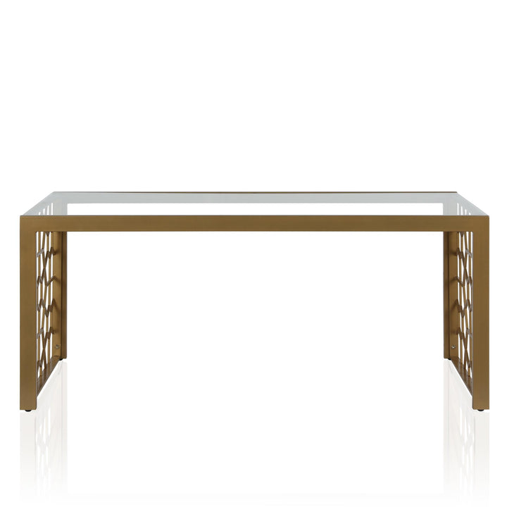 Juliette Glass Top Coffee Table with Cut Out Detailing - Brass