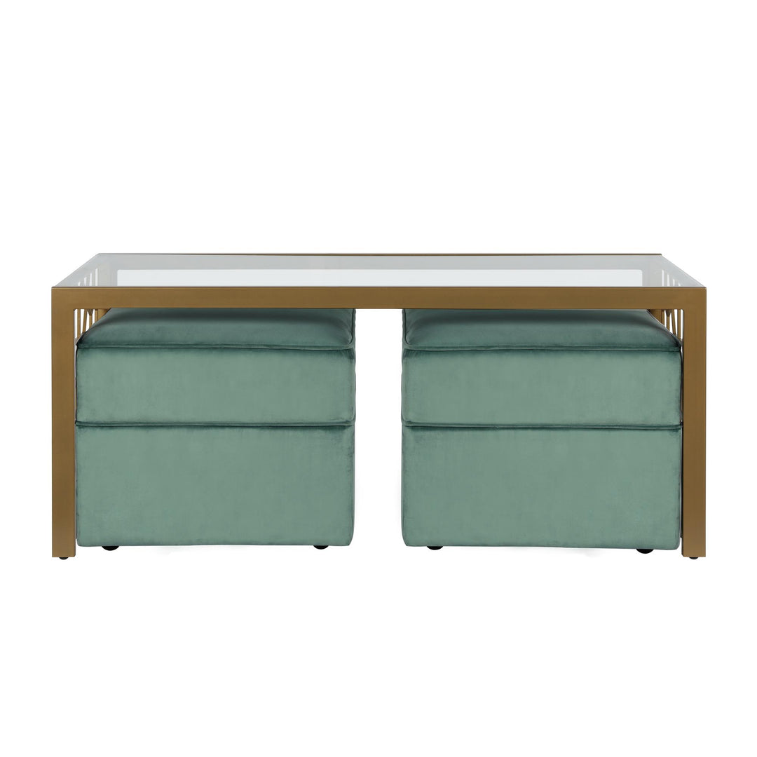 Juliette Glass Top Coffee Table with Cut Out Detailing - Brass