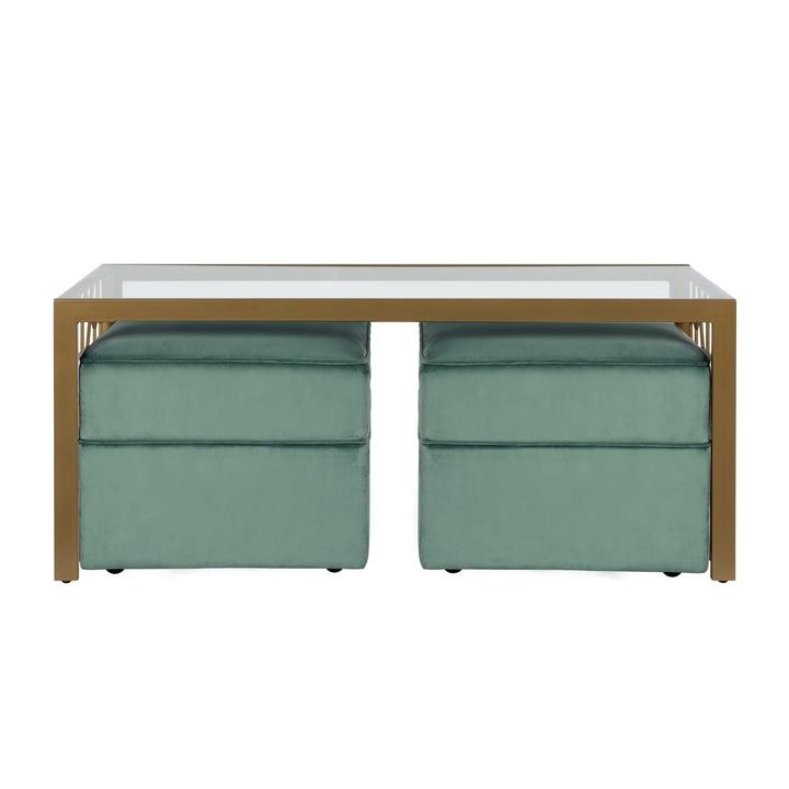 Juliette Glass Top Coffee Table with Cut Out Detailing - Brass