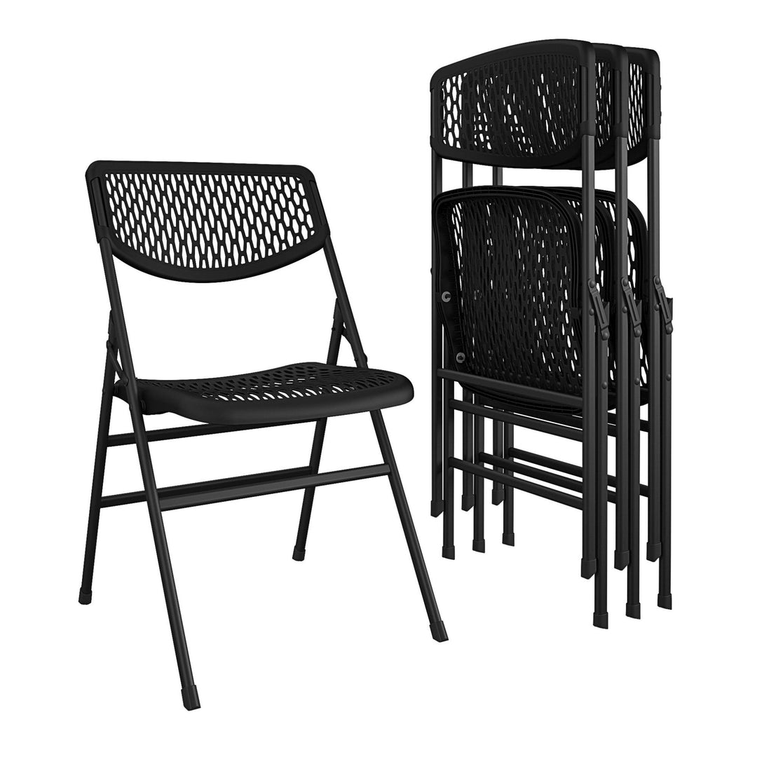Ultra Comfort Commercial XL Plastic Folding Chair, Set of 4  -  Black 