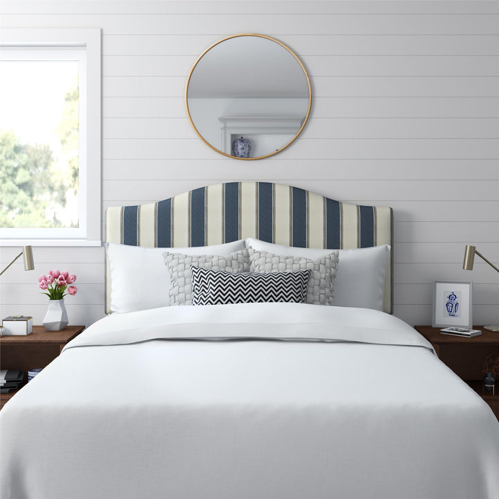 Sutton Camelback Striped Headboard - Blue Stripe - N/A