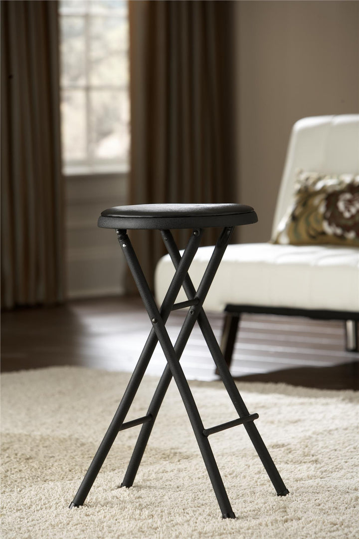 24 Inch Vinyl Padded Folding Stool with 200 lb Weight Capacity, Set of 4 - Black - 4-Pack