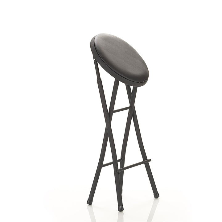 24 Inch Vinyl Padded Folding Stool with 200 lb Weight Capacity, Set of 4 - Black - 4-Pack