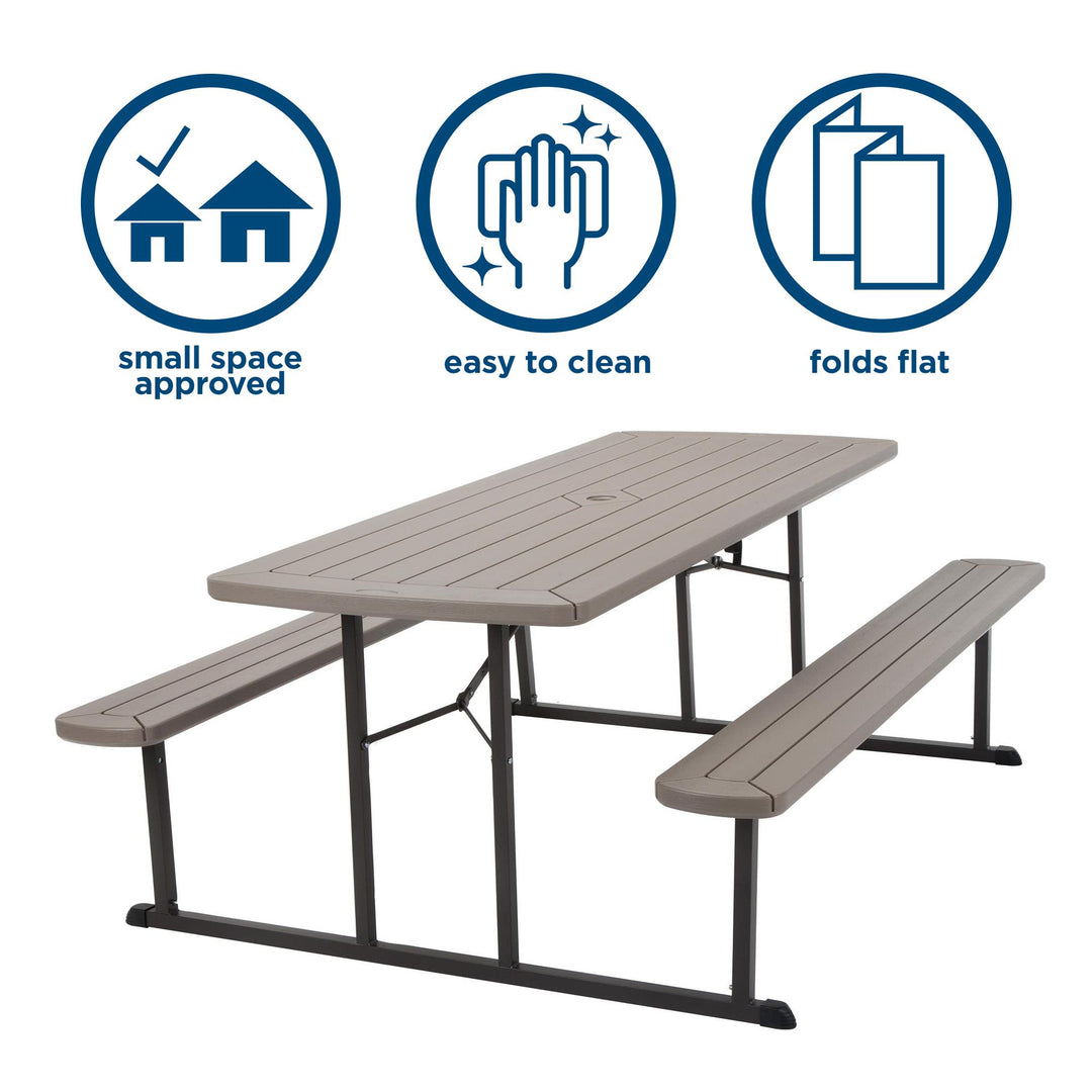 folding table with bench seats - Taupe