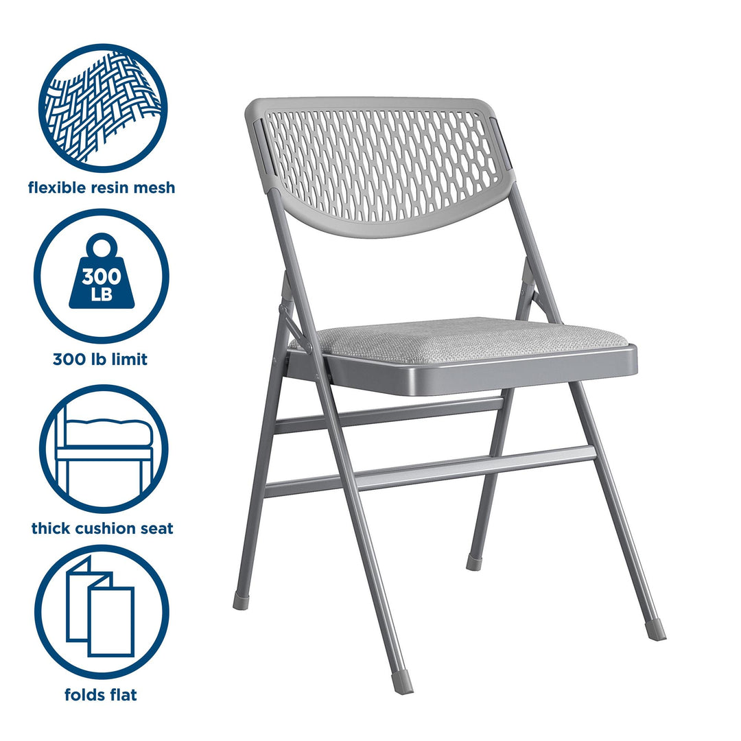 Commercial Folding Chair Set with Padded Seats -  Gray - Set of 2