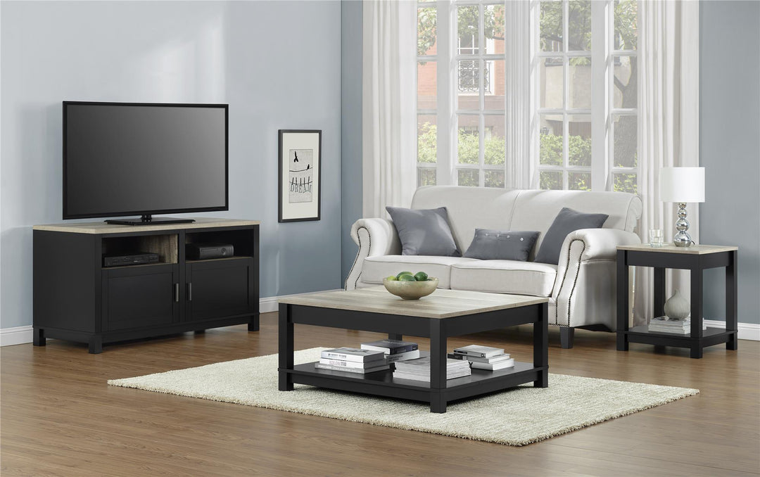 Modern Carver Coffee Table with Magazine Shelf -  Black