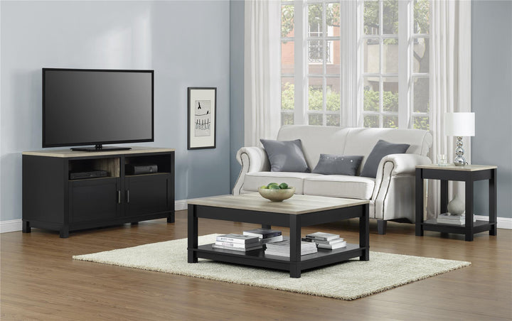 Modern Carver Coffee Table with Magazine Shelf -  Black