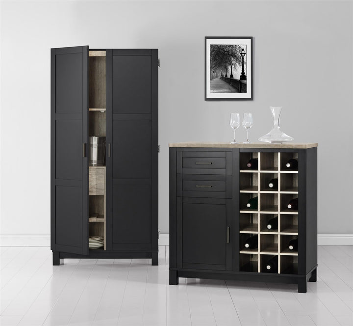 Multipurpose cabinet with two drawers and shelving -  Black